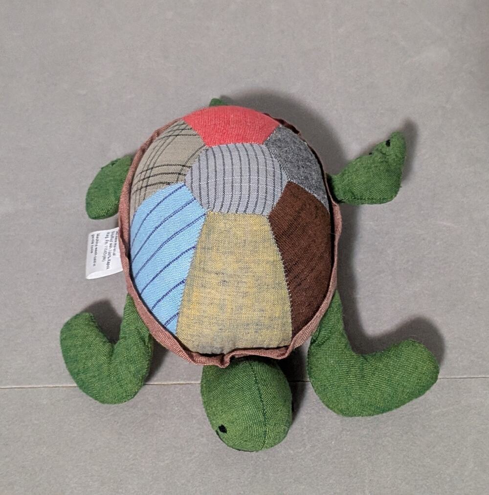 Ten Thousand Villages Patchwork Turya Turtle Plush Fair Trade Indian Cotton